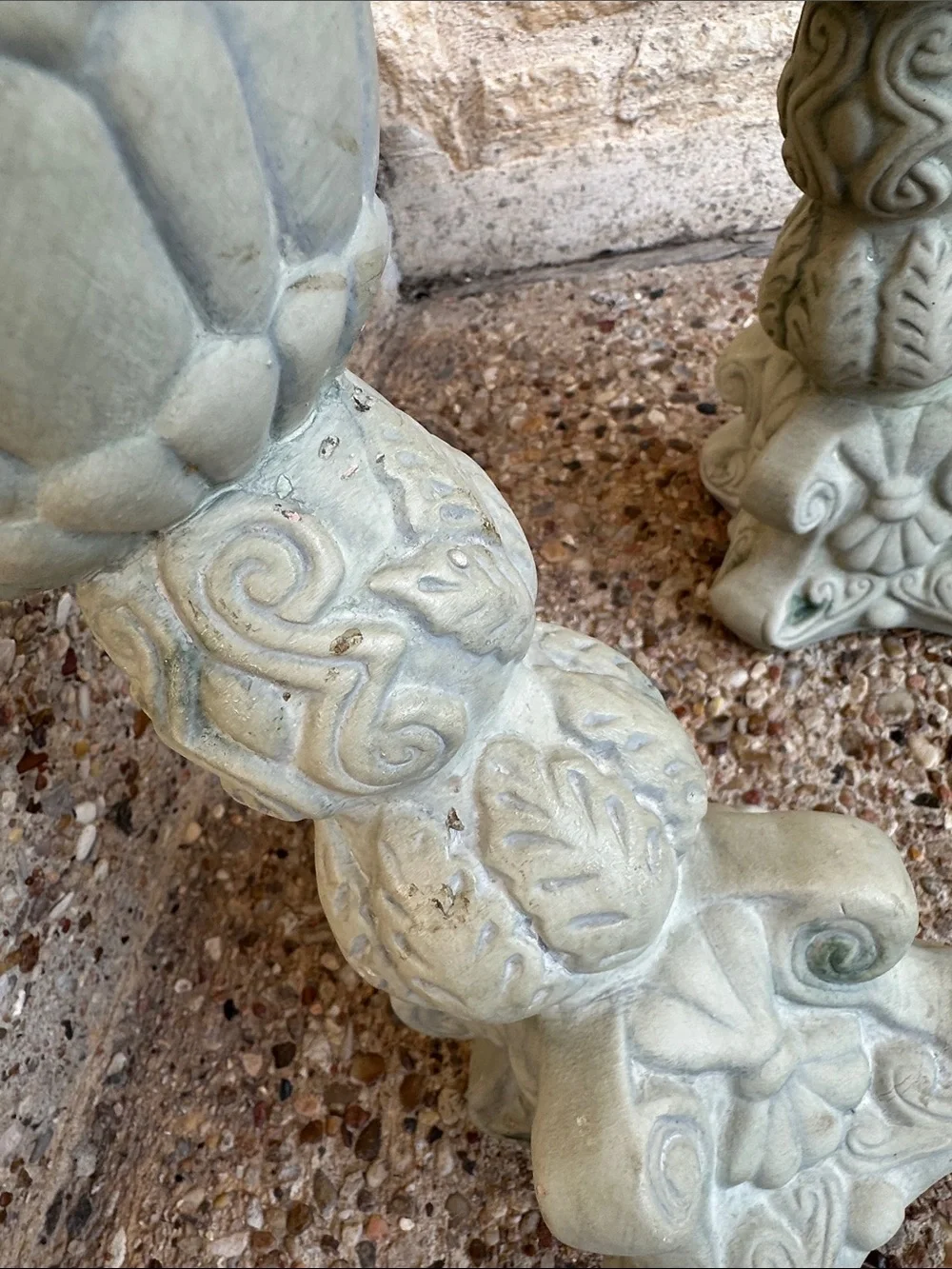 Ornate Pair of Decorative Candle Holders in Pale Seafoam